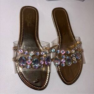 Vigo Fiore gold holographic Rhinestones Sandals (no Box Available) size 8